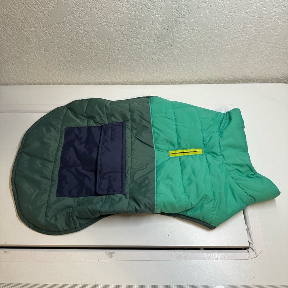 Green and Navy Dog Puffer Jacket